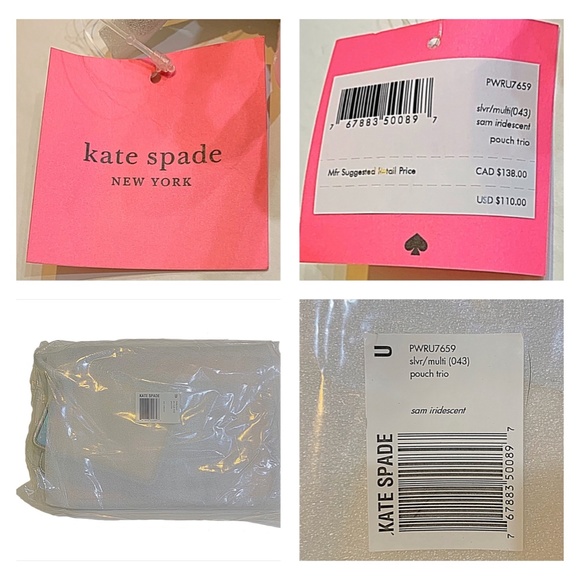 NWT Kate Spade Sam Iridescent Pouch Trio - Picture 13 of 13